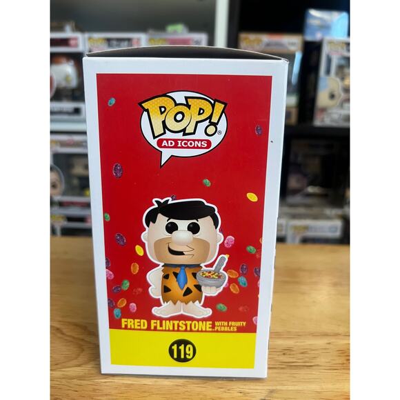 VAULTED Fred Flintstone w/ Fruity Pebbles Funko Pop #119 Ad Icons Post Cereal TV - Picture 2 of 6